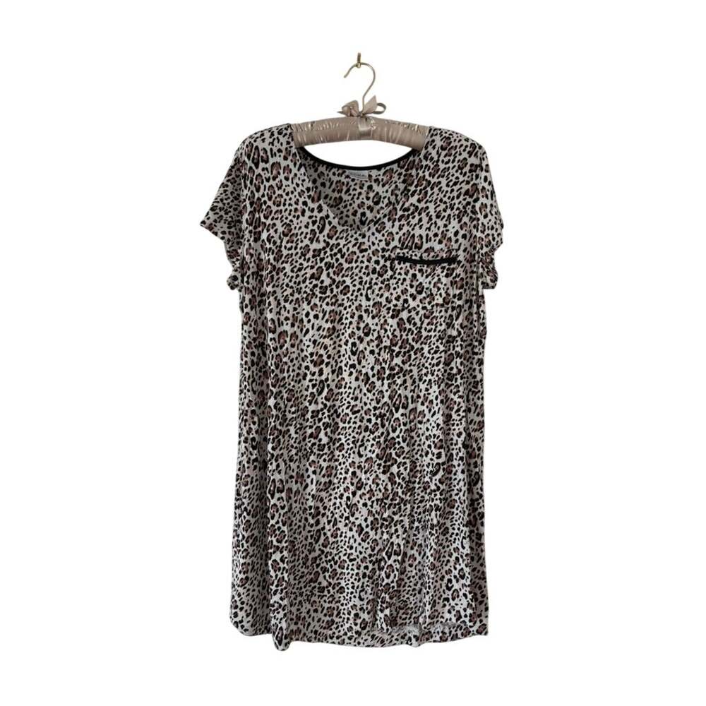 SOMA Women's Cheetah Print Rayon Blend Sleepwear Dress Large